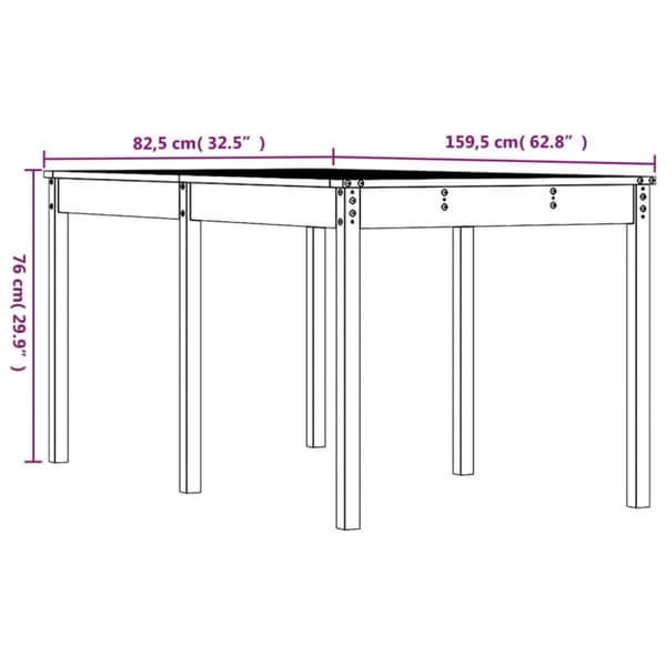 vidaXL havebord 159,5x82,5x76 cm massivt douglasgran