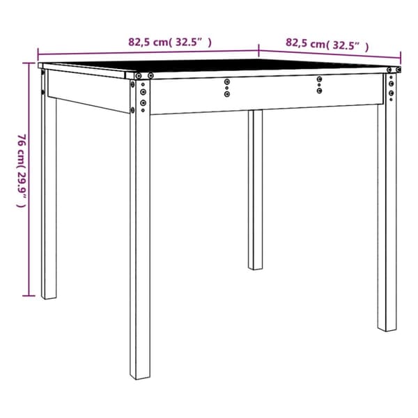 vidaXL Hagebord svart 82,5x82,5x76 cm heltre furu