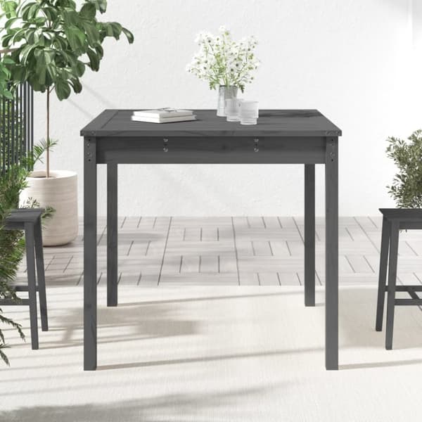 vidaXL Hagebord grå 82,5x82,5x76 cm heltre furu