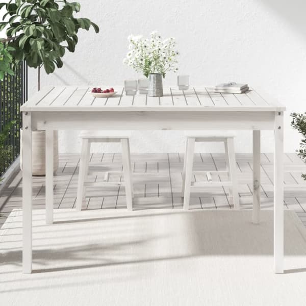 vidaXL Hagebord hvit 121x82,5x76 cm heltre furu