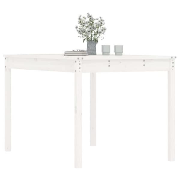 vidaXL Hagebord hvit 121x82,5x76 cm heltre furu