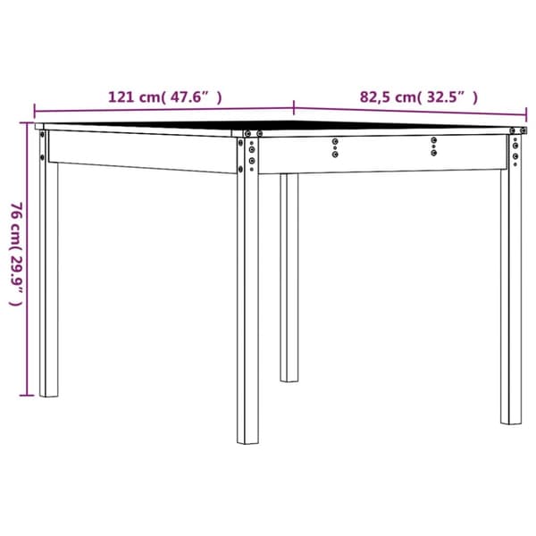 vidaXL Hagebord 121x82,5x76 cm heltre douglasgran