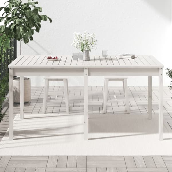 vidaXL Trädgårdsbord vit 159,5x82,5x76 cm massiv furu