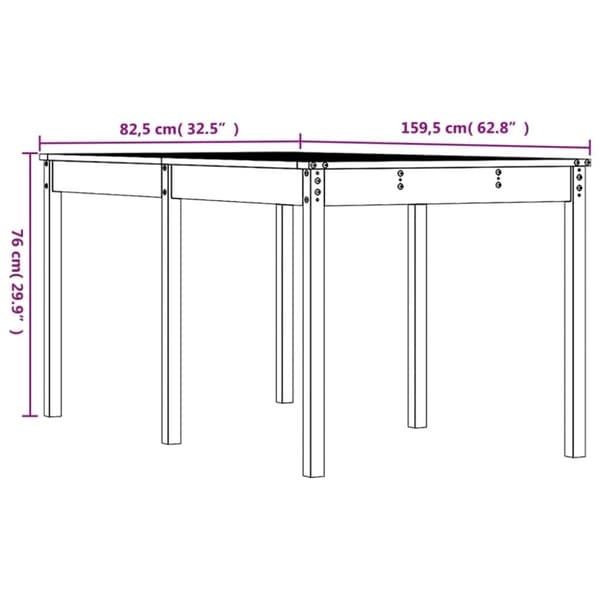 vidaXL Trädgårdsbord vit 159,5x82,5x76 cm massiv furu