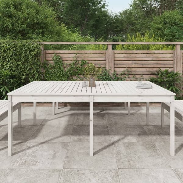 vidaXL Trädgårdsbord vit 203,5x100x76 cm massiv furu