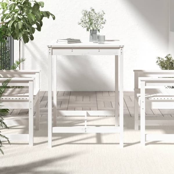 vidaXL Trädgårdsbord vit 82,5x82,5x110 cm massiv furu