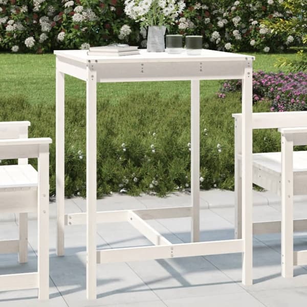 vidaXL Trädgårdsbord vit 82,5x82,5x110 cm massiv furu