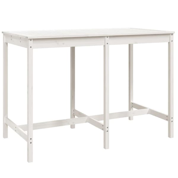 vidaXL Trädgårdsbord vit 159,5x82,5x110 cm massiv furu