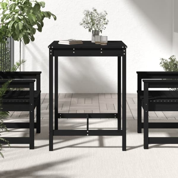 vidaXL Puutarhapöytä musta 82,5x82,5x110 cm täysi mänty