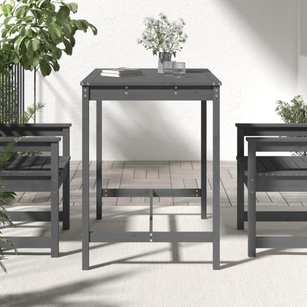 vidaXL havebord 121x82,5x110 cm massivt fyrretræ grå