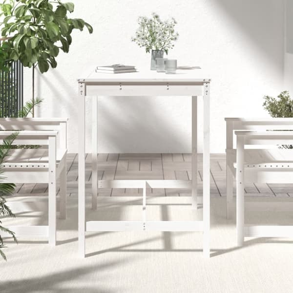 vidaXL havebord 121x82,5x110 cm massivt fyrretræ hvid