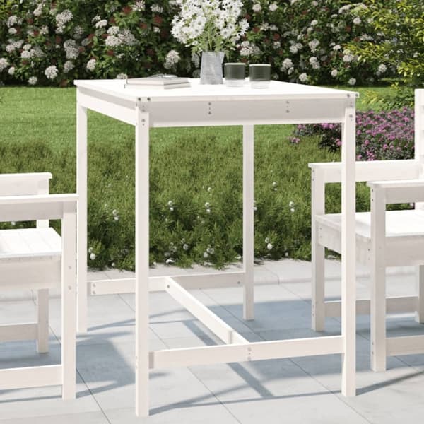 vidaXL havebord 121x82,5x110 cm massivt fyrretræ hvid