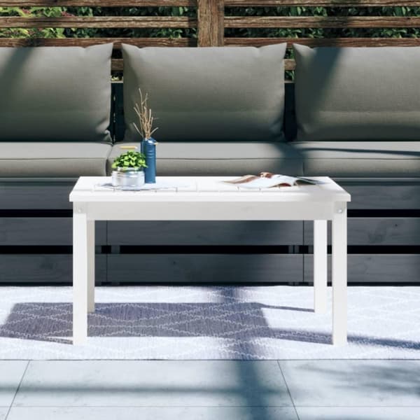 vidaXL Trädgårdsbord vit 82,5x50,5x45 cm massiv furu