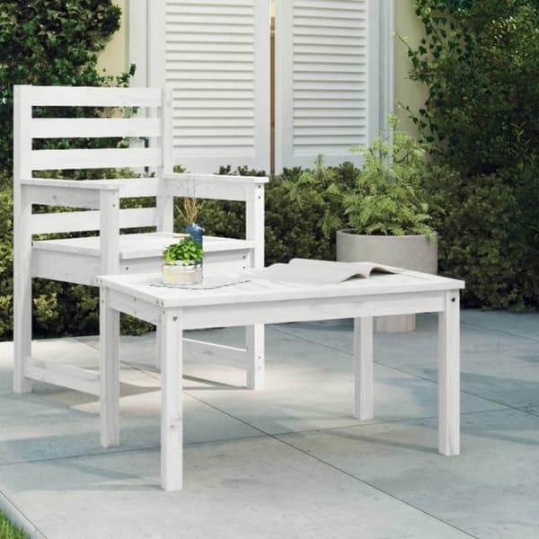 vidaXL Trädgårdsbord vit 82,5x50,5x45 cm massiv furu