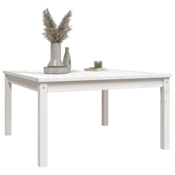 vidaXL Hagebord hvit 82,5x82,5x45 cm heltre furu