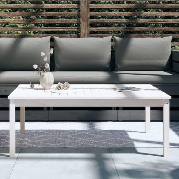 vidaXL Hagebord hvit 121x82,5x45 cm heltre furu