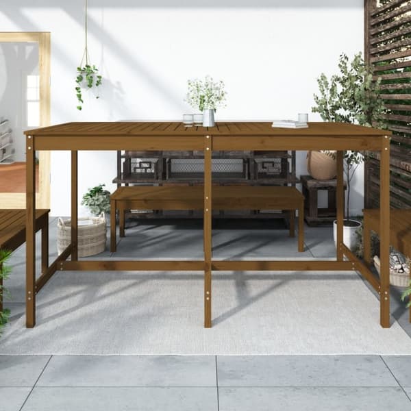 vidaXL Puutarhapöytä hunajanruskea 203,5x90x110 cm täysi mänty