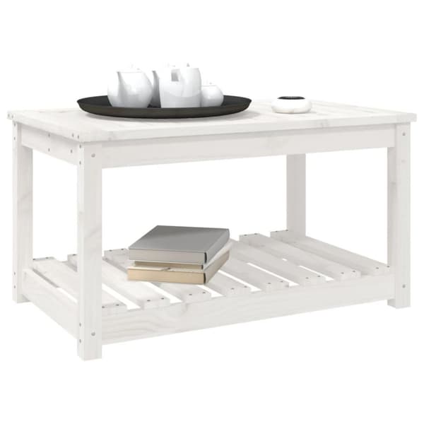 vidaXL Trädgårdsbord vit 82,5x50,5x45 cm massiv furu