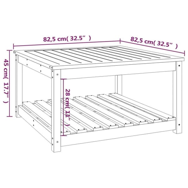 vidaXL havebord 82,5x82,5x45 cm massivt fyrretræ