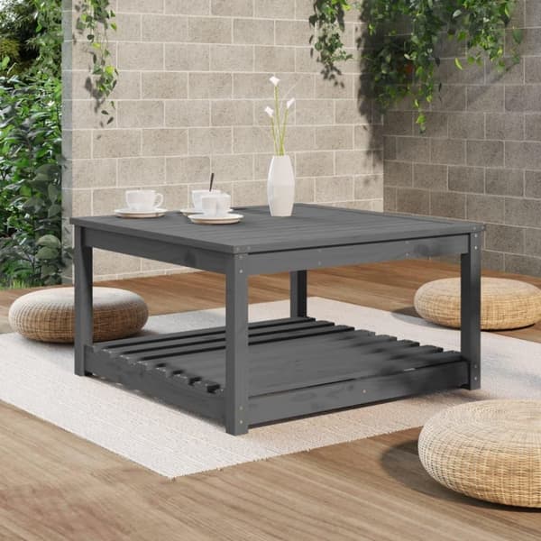 vidaXL havebord 82,5x82,5x45 cm massivt fyrretræ grå