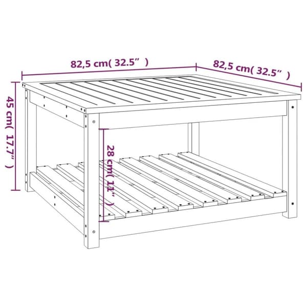 vidaXL havebord 82,5x82,5x45 cm massivt fyrretræ grå