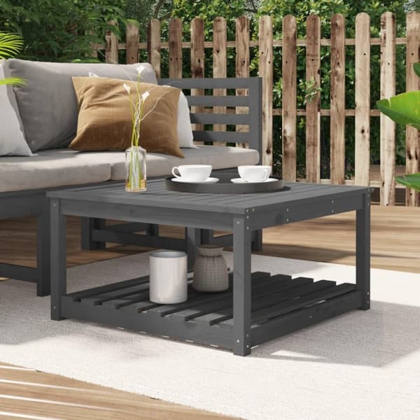 vidaXL havebord 82,5x82,5x45 cm massivt fyrretræ grå