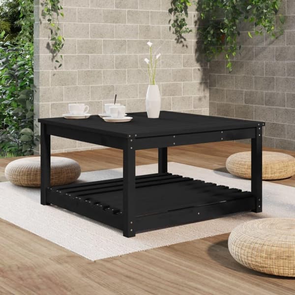 vidaXL havebord 82,5x82,5x45 cm massivt fyrretræ sort