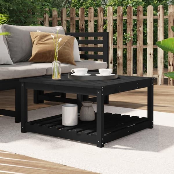 vidaXL havebord 82,5x82,5x45 cm massivt fyrretræ sort