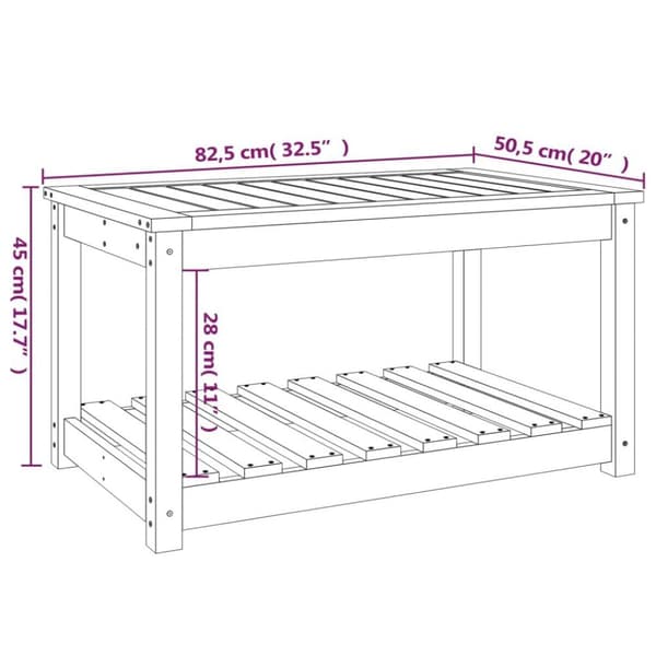 vidaXL Hagebord svart 82,5x50,5x45 cm heltre furu