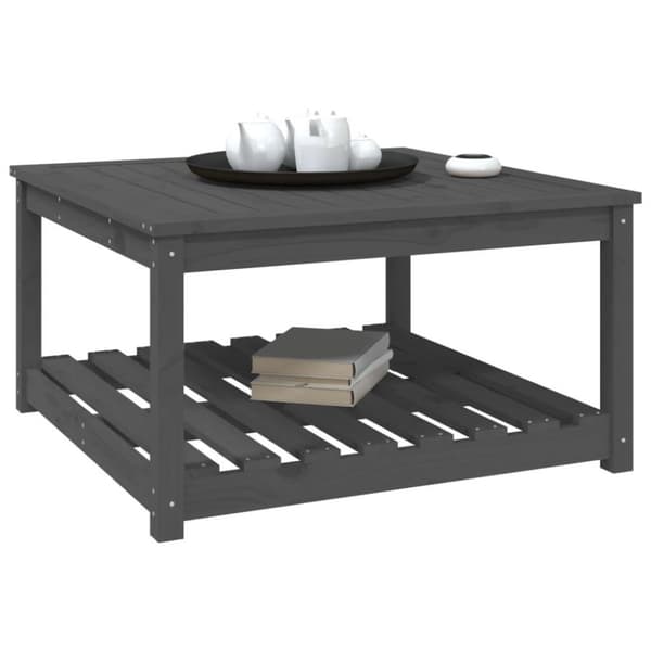 vidaXL Trädgårdsbord grå 82,5x82,5x45 cm massiv furu