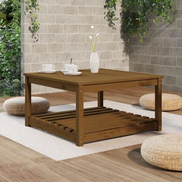 vidaXL Hagebord honningbrun 82,5x82,5x45 cm heltre furu