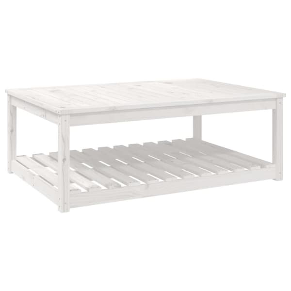 vidaXL Trädgårdsbord vit 121x82,5x45 cm massiv furu