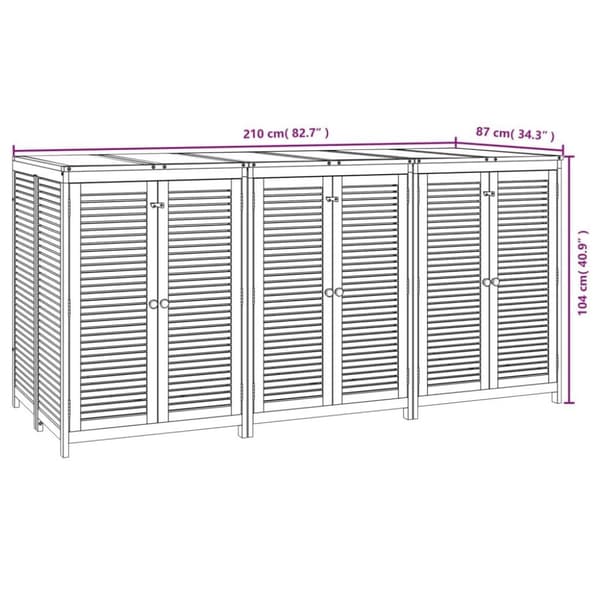 vidaXL Putekasse 210x87x104 cm heltre akasie
