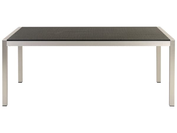 Havebord Sort Plast Sølv Aluminium 180 x 90 cm 6 personers Udendørs Spisebord Noonwood Vedligeholdelsesfri Bord Moderne Design