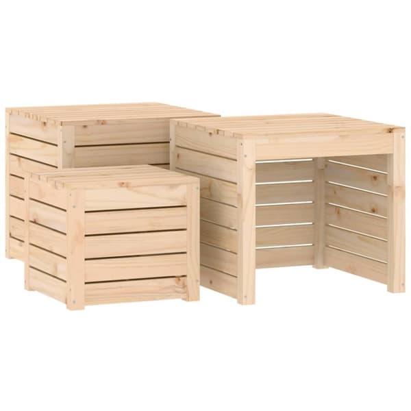 vidaXL Hagekassesett 3 deler heltre furu