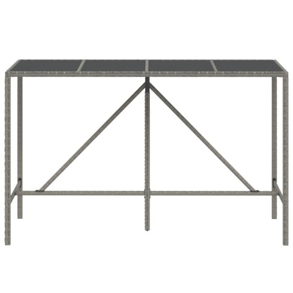 vidaXL Baaripöytä lasipöytälevyllä harmaa 180x70x110 cm polyrottinki