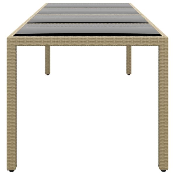 vidaXL havebord med glasplade polyrattan beige