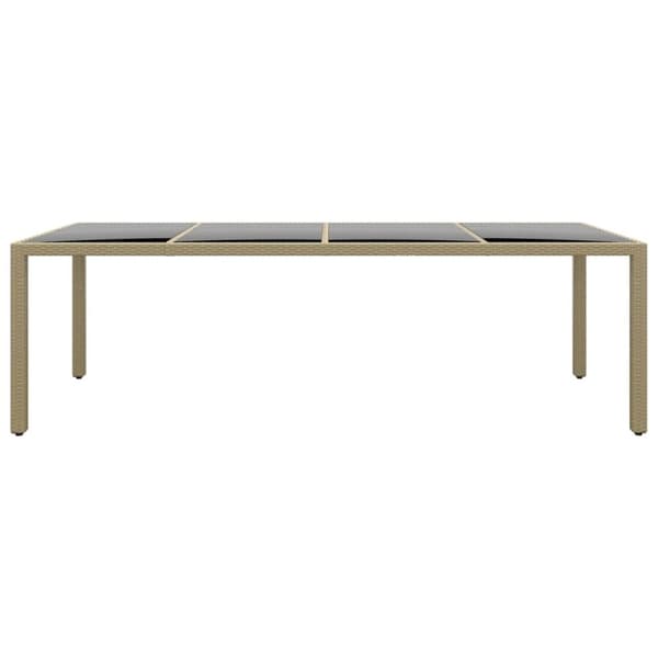 vidaXL havebord med glasplade polyrattan beige