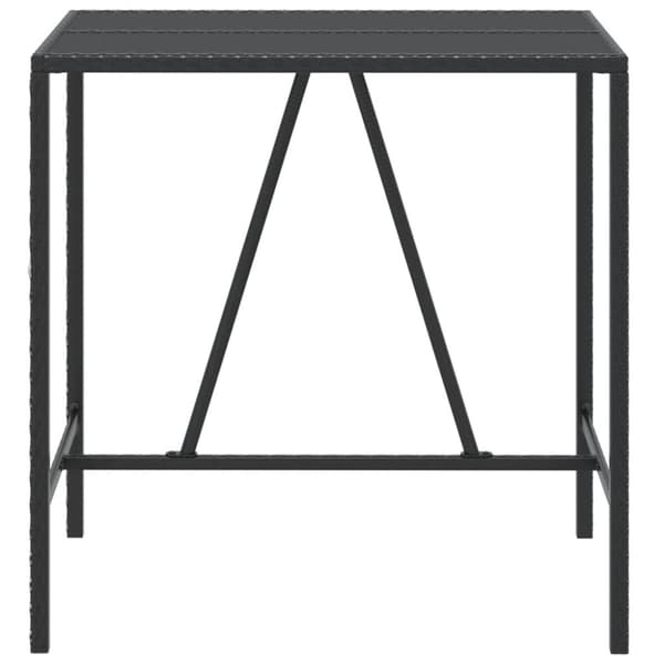 vidaXL Baaripöytä lasipöytälevyllä musta 110x70x110 cm polyrottinki