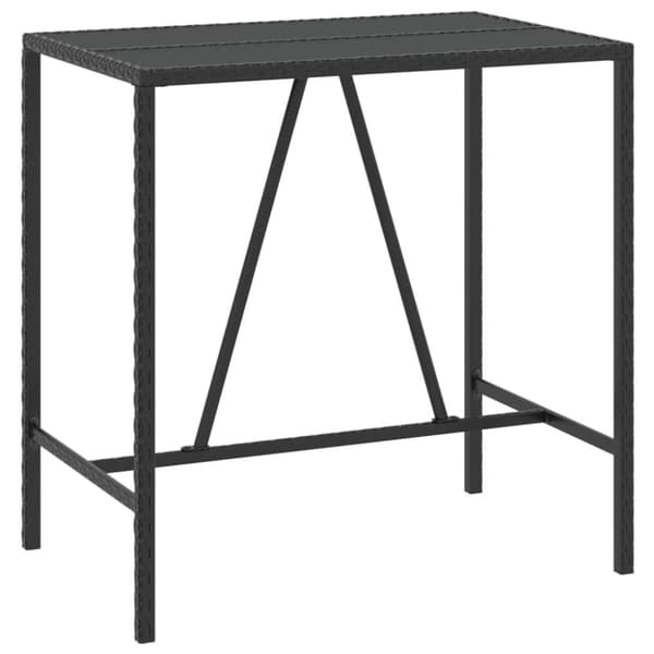 vidaXL Baaripöytä lasipöytälevyllä musta 110x70x110 cm polyrottinki