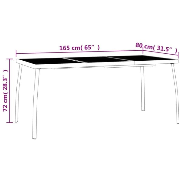 vidaXL Hagebord antrasitt 165x80x72 cm stål netting