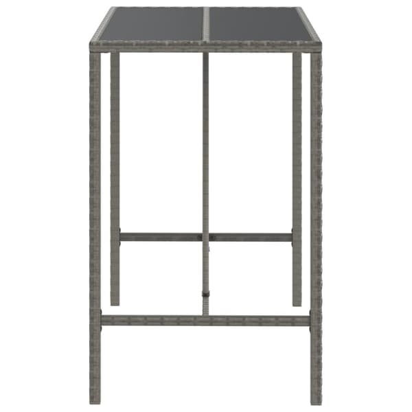 vidaXL barbord med glasplade 110x70x110 cm polyrattan grå