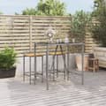 Miniatyrbillede 2 af 6: vidaXL barbord med glasplade 110x70x110 cm polyrattan grå