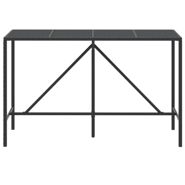 vidaXL Barbord med glassplate svart 180x70x110 cm polyrotting