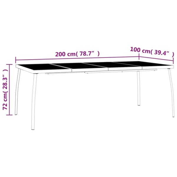 vidaXL havebord 200x100x72 cm stål og meshstof antracitgrå