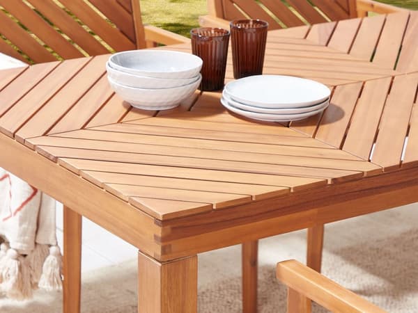 Trädgård Matbord Ljus Akaciaträ 180 x 90 cm för 6 Utomhus Rektangulärt Traditionell Stil