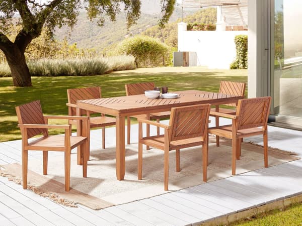 Spisebord Haven Lys Akacietræ 180 x 90 cm 6 Udendørs Rektangulær Traditionel Stil