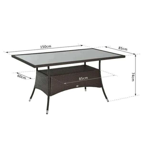 Rootz Havebord - Glasbord - Spisebord - Bord - 150cm X 85cm X 74cm