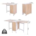 Pikkukuva 3 / 11: Rootz Folding Table - Dining Table - Side Tables - Storage Space For Living Room - Kitchen - Oak Wood - Metal Frame - Natural/White - 169 x 62 x 75 cm