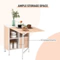 Pikkukuva 5 / 11: Rootz Folding Table - Dining Table - Side Tables - Storage Space For Living Room - Kitchen - Oak Wood - Metal Frame - Natural/White - 169 x 62 x 75 cm